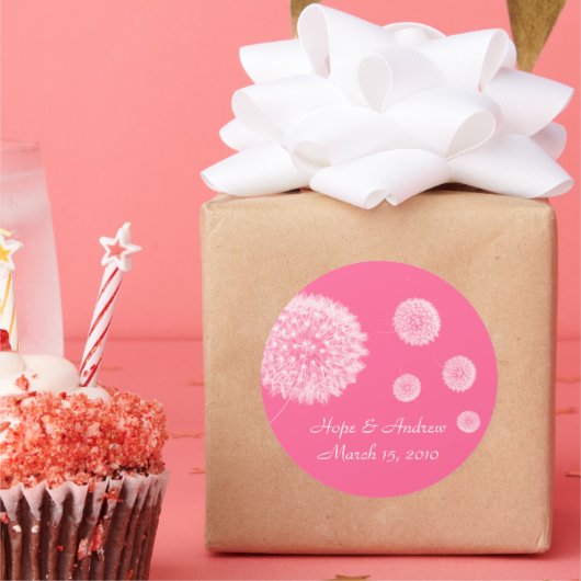 新郎新婦ダンデリオンステッカー ラウンドシール (パーティー)