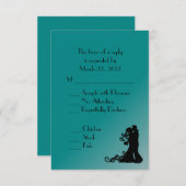 新郎新婦ティール（緑がかった色）ブルー結婚ズ 出欠カード (正面/裏面)