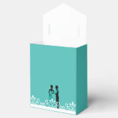 新郎新婦ティール（緑がかった色）ホワイトエレガントなウェディングサンキュー フェイバーボックス (オープン)