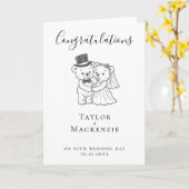 新郎新婦テディベアおめでとう結婚さん カード (黄色い花)