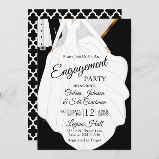 新郎新婦テーマ-婚約 招待状 (正面/裏面)