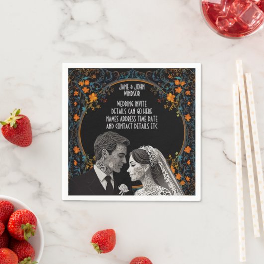 新郎新婦デリケートクラシック スタンダードカクテルナプキン (インサイチュ)