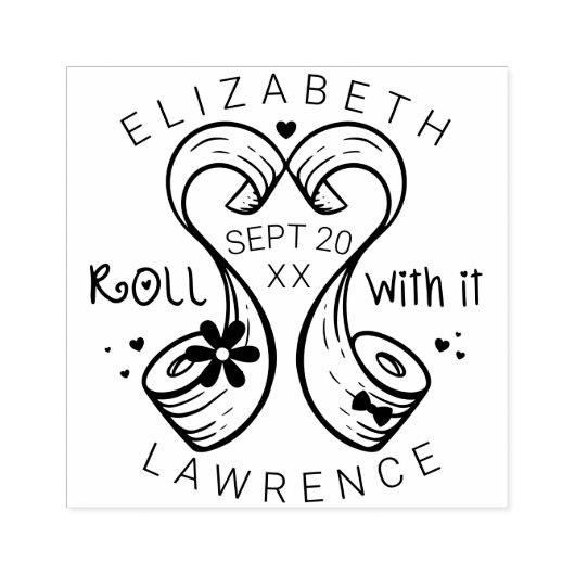 新郎新婦トイレ転が紙日付の保存 ラバースタンプ (インプリント)