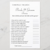 新郎新婦トリビアブライダルシャワーゲームカード (正面)