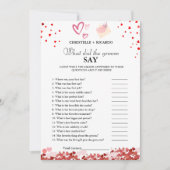 新郎新婦トリビアブライダルシャワーゲームカード 案内状 (正面)