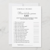 新郎新婦トリビアブライダルシャワーゲームカード 案内状 (正面)