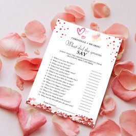 新郎新婦トリビアブライダルシャワーゲームカード 案内状