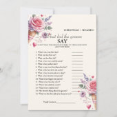 新郎新婦トリビアブライダルシャワーゲームカード 案内状 (正面)