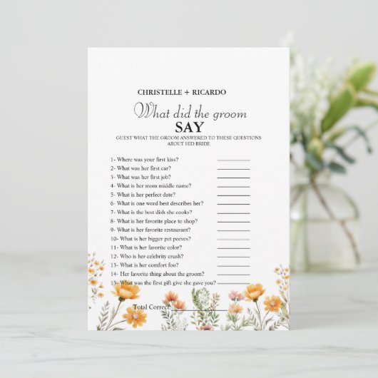 新郎新婦トリビアブライダルシャワーゲームカード 案内状 (スタンド正面)