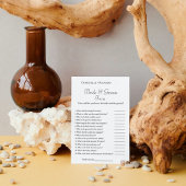 新郎新婦トリビアブライダルシャワーゲーム 案内状