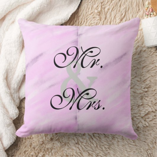 新郎新婦バイオレットホワイトウォーターカラーリバーシブル クッション (ブランケット)