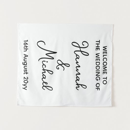 新郎新婦パーソナライズされたようこそ結婚のファブリック タペストリー (正面(横))