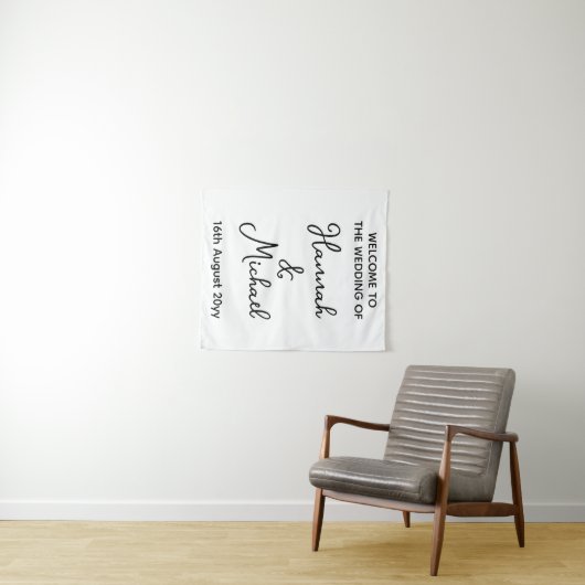 新郎新婦パーソナライズされたようこそ結婚のファブリック タペストリー (インサイチュ(横))