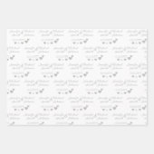 新郎新婦パーソナライズされたシルバーハートカップル ラッピングペーパーシート (正面2)