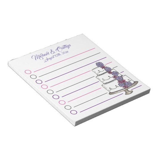 新郎新婦パーソナライズされたフローラケーキ結婚式の引き出物 ノートパッド (アングル)