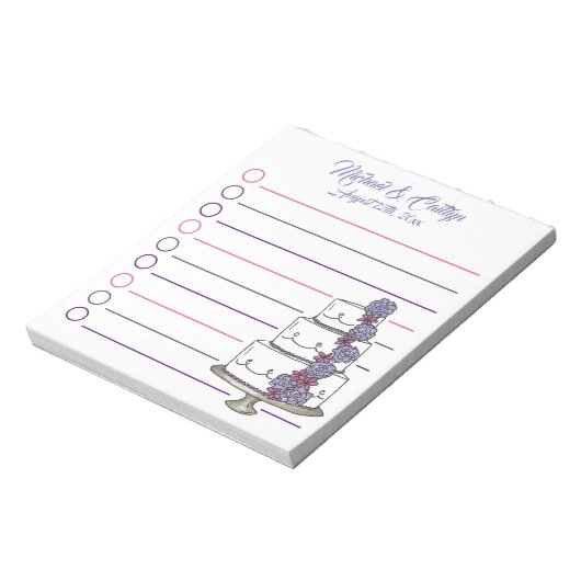 新郎新婦パーソナライズされたフローラケーキ結婚式の引き出物 ノートパッド (回転)