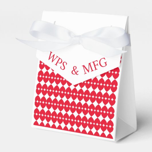 新郎新婦パーソナライズされたモノグラム、赤いハート フェイバーボックス (正面サイド)