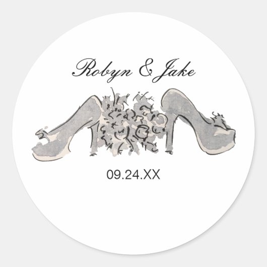新郎新婦パーソナライズされた名エレガントクラシック式 ラウンドシール (正面)