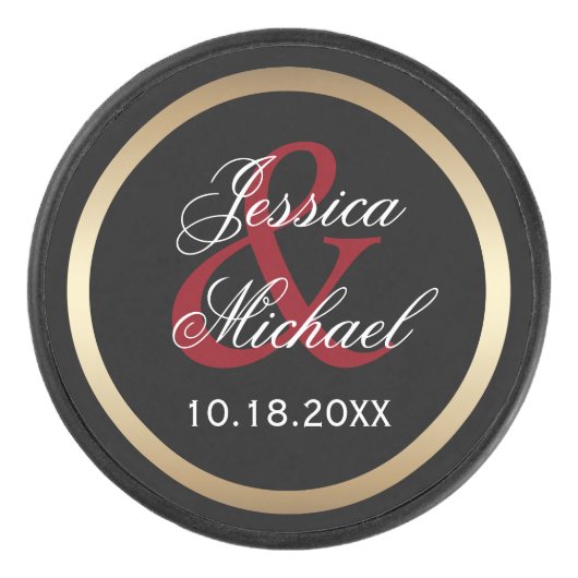 新郎新婦パーソナライズされた形見 アイスホッケーパック (正面)