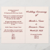 新郎新婦パーソナライズされた結婚式 プログラムフライヤー (正面)