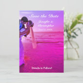 新郎新婦パープルサンセットビーチ保存日 セーブザデート (スタンド正面)