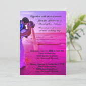 新郎新婦パープルサンセットビーチ結婚式招待状 招待状 (スタンド正面)