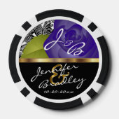 新郎新婦パープルバラ結婚ズデザイン ポーカーチップ (裏面)