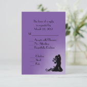 新郎新婦パープル王室のRSVPメニュー付き 出欠カード (スタンド正面)