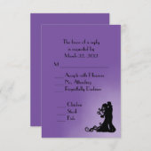 新郎新婦パープル王室のRSVPメニュー付き 出欠カード (正面/裏面)
