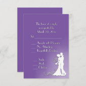 新郎新婦パープル王室のRSVPメニュー付き 出欠カード (正面/裏面)