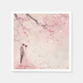 新郎新婦ピンクテーマ結婚ズ スタンダードカクテルナプキン (正面)