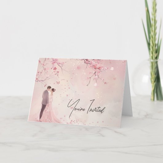 新郎新婦ピンクテーマ結婚ズ 招待状 (正面)