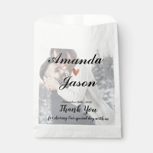 新郎新婦フォトサンキューウェディングパーティー フェイバーバッグ (正面)