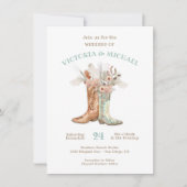 新郎新婦フローラブーツカウボーイウェスタン結婚ズ 招待状 (正面)