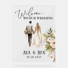新郎新婦フローラ結婚の歓迎サイン アクリルサイン