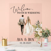 新郎新婦フローラ結婚の歓迎サイン アクリルサイン (ウェディング)
