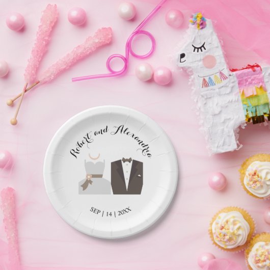 新郎新婦ブライダルシャワー結婚披露宴 ペーパープレート (パーティー)