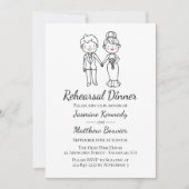 新郎新婦ブラック結婚のリハーサルディナー 招待状 (正面)