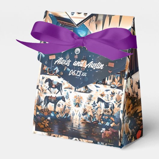 新郎新婦ブルーウェスタン結婚パタン フェイバーボックス (正面サイド)