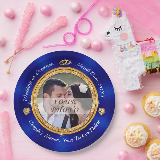 新郎新婦プレートパーソナライズされた、写真 ペーパープレート (パーティー)