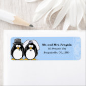 新郎新婦ペンギン差出人住所ラベル ラベル (インサイチュ)