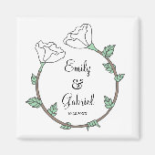 新郎新婦ホワイトフローラズ結婚リングや輪ニューリュウェッズ マグネット (正面)