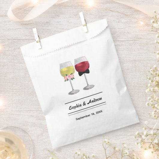 新郎新婦ボホエレガントカップル結婚ワイン フェイバーバッグ (クリップ留めされた状態)