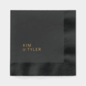 新郎新婦モダンタイポグラフィ結婚ズ 箔ナプキン (正面)