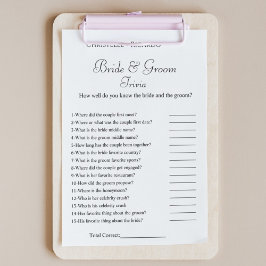 新郎新婦モダントリビアブライダルシャワーゲーム 案内状