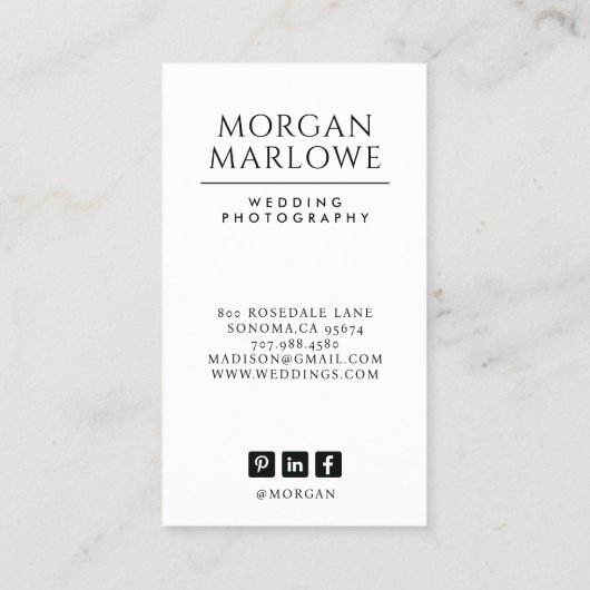 新郎新婦モダン写真の写結婚真者 名刺 (裏面)