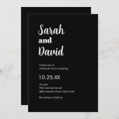 新郎新婦モダン白黒結婚の 招待状 (正面/裏面)