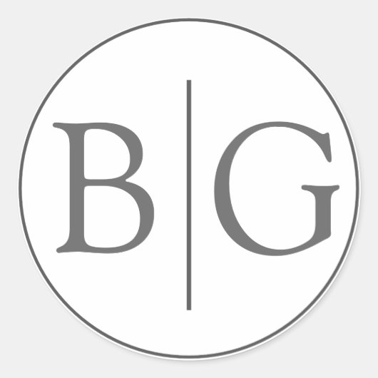 新郎新婦モノグラムグレー結婚式の引き出物シール ラウンドシール (正面)