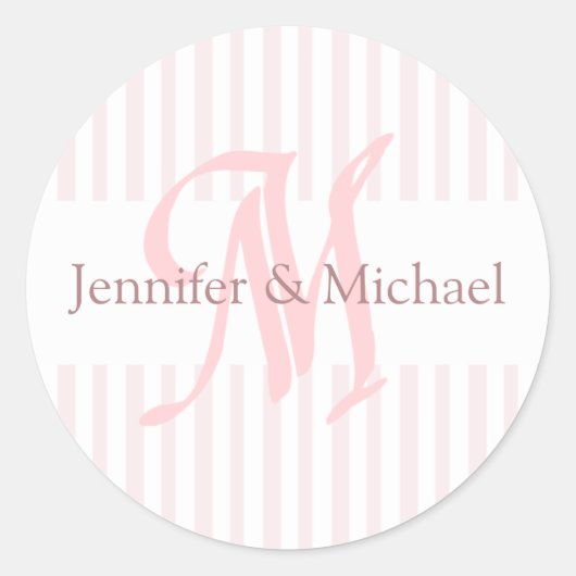 新郎新婦モノグラムレターMシール ラウンドシール (正面)