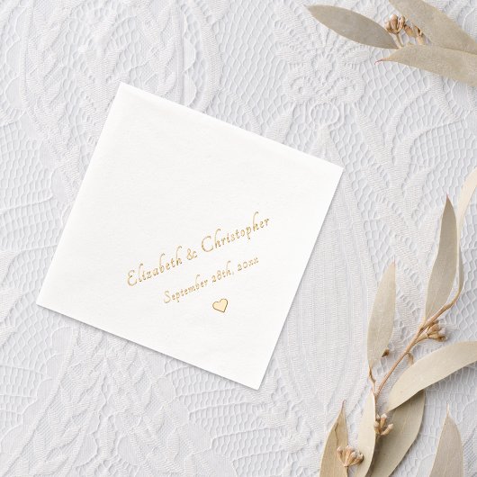 新郎新婦モノグラム結婚のデートパーティーカクテル 箔ナプキン